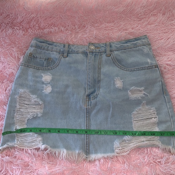 Forever 21 Light Blue Distressed Denim Skirt - Picture 9 of 15